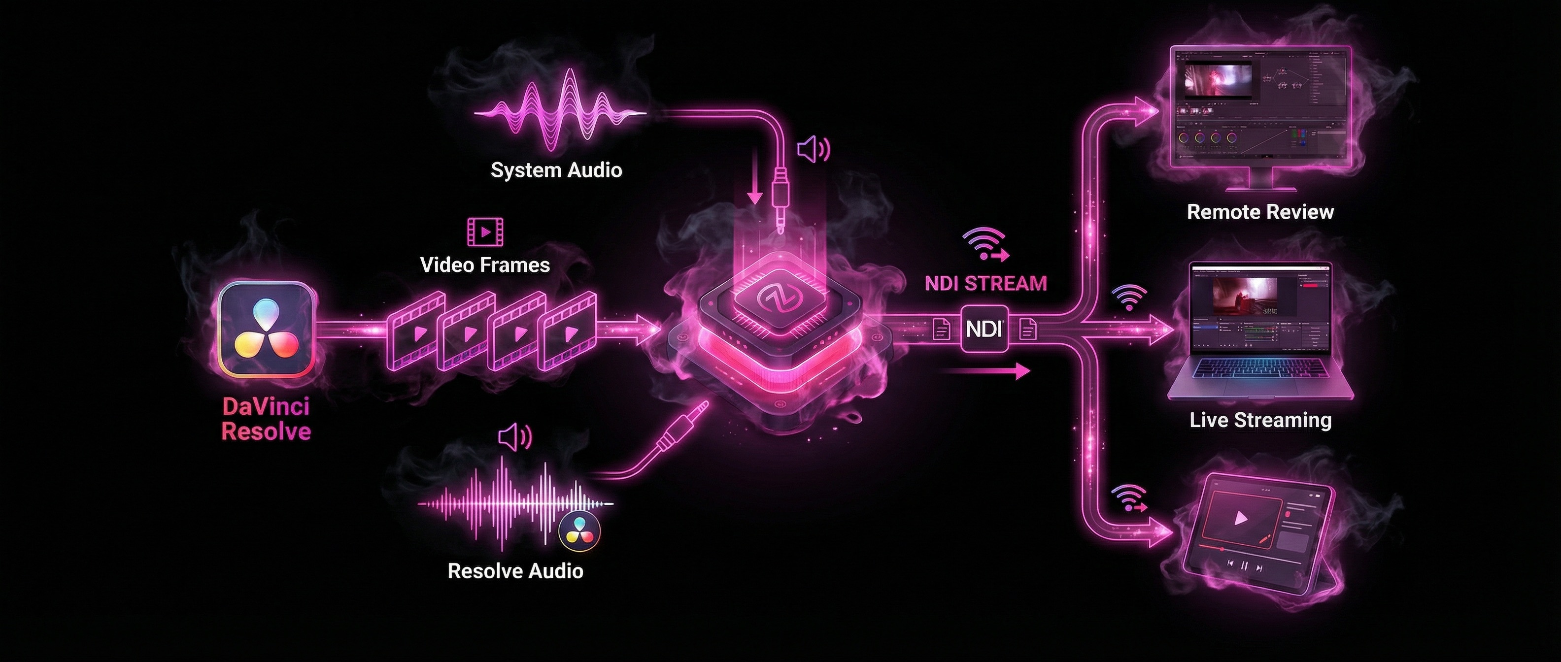 Nobe Display Pipeline - DaVinci Resolve to NDI Stream