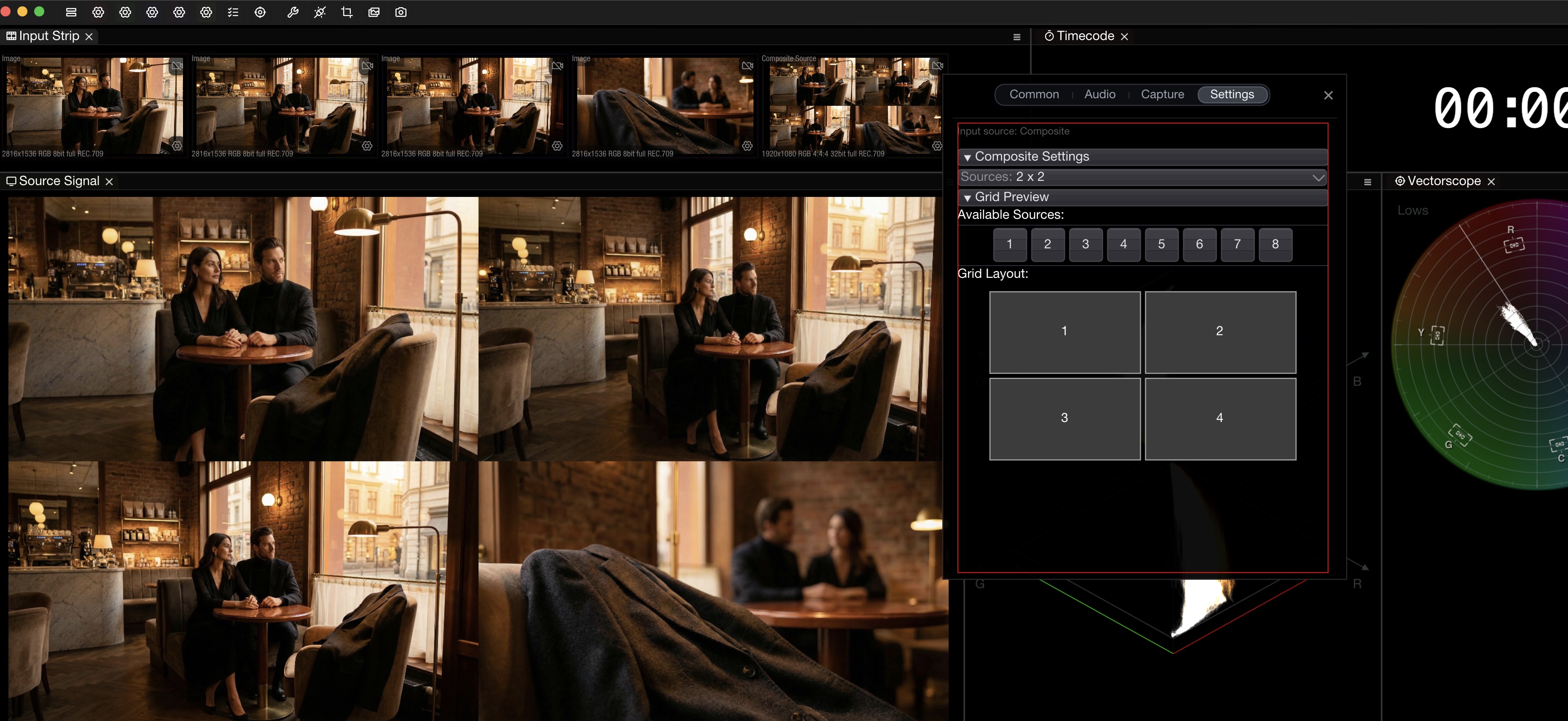 Multi-input composite grid view in OmniScope