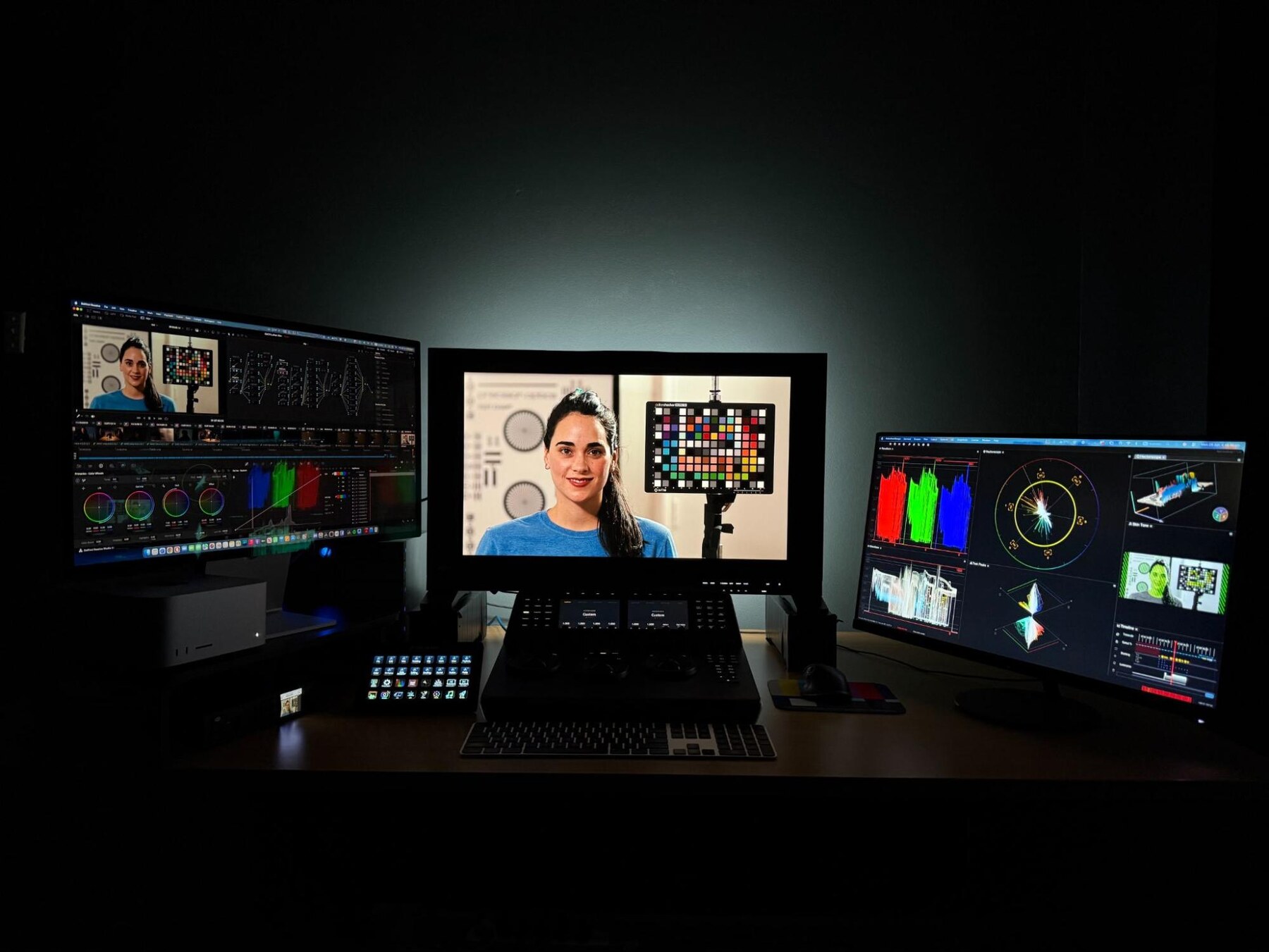 Antonio Centonze building a custom LUT with Nobe OmniScope monitoring skin tones and color balance